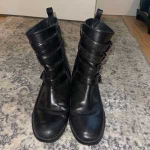 Via Spiga Leather Buckle Boots